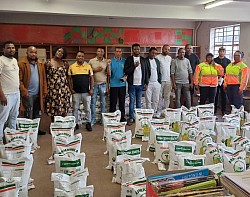 CPF assisting with food parcel distribution